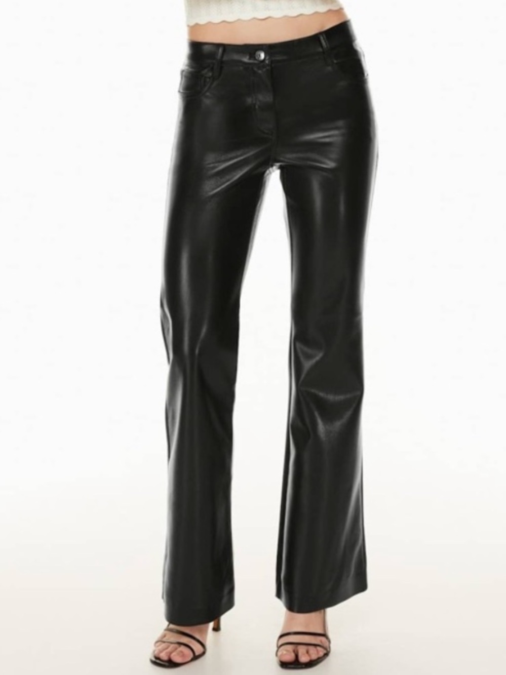 Aritzia Wilfred Melina Pant Flare Low Rise Faux Leather Black 4